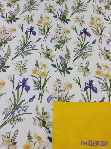 Vízhatlan mintás ív 70x100cm - Tavaszi virágmintás - Sárga