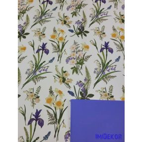  Vízhatlan mintás ív 70x100cm - Tavaszi virágmintás - Kékes
