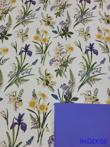 Vízhatlan mintás ív 70x100cm - Tavaszi virágmintás - Kékes