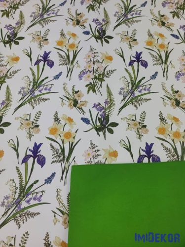 Vízhatlan mintás ív 70x100cm - Tavaszi virágmintás - Zöld