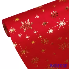   Karácsonyi bársony dekorációs anyag, asztali futó, 28cm x 2.7m - Piros