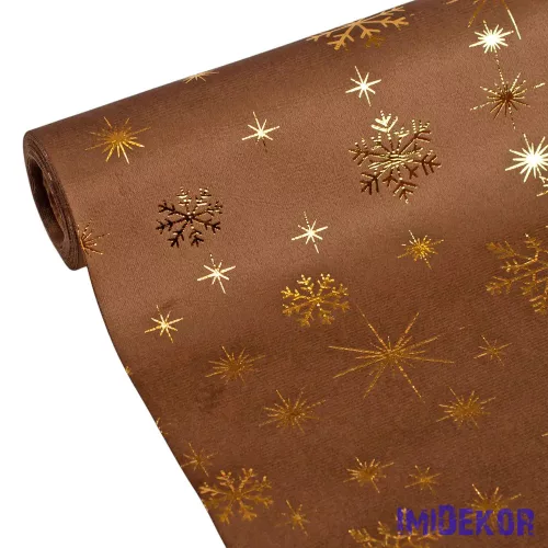 Karácsonyi bársony dekorációs anyag, asztali futó, 28cm x 2.7m - Barna