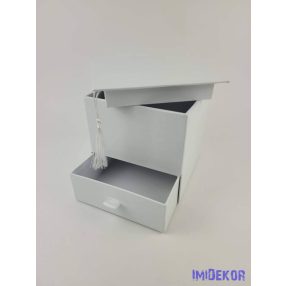   Ballagó kalap fiókos papírdoboz virágbox 16x16x16 cm - Fehér